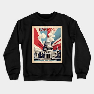 Saint Pauls Cathedral London United Kingdom Vintage Travel Tourism Poster Crewneck Sweatshirt